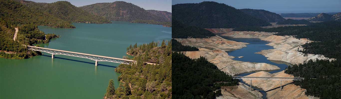 California reservoir late summer 2011 and 2014