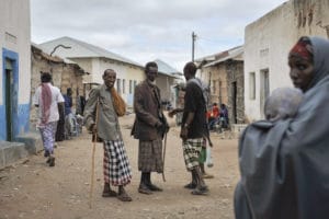 Recently liberated town still suffers food shortages