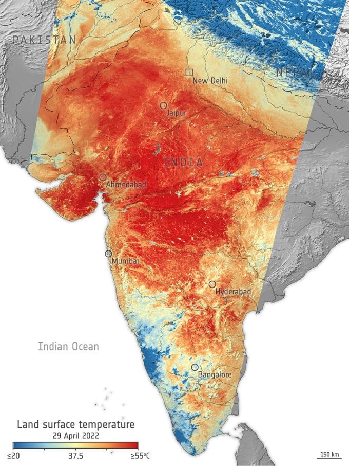 Map of India - Image Source: Contains modified Copernicus Sentinel data 2022 – European Space Agency, CC BY-SA 3.0 IGO 