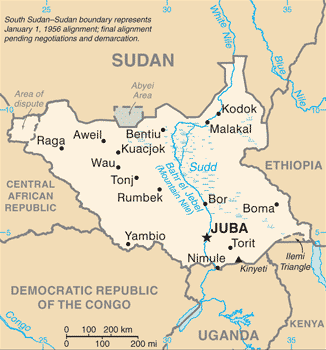Map of South Sudan is in the public domain.